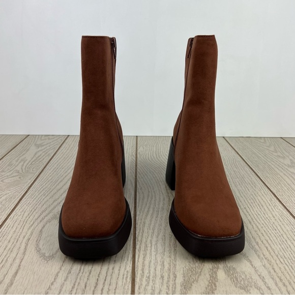 Sun + Stone Women's Tiannaa Platform Booties 7M Russet MC Faux Suede $80 - Picture 2 of 8